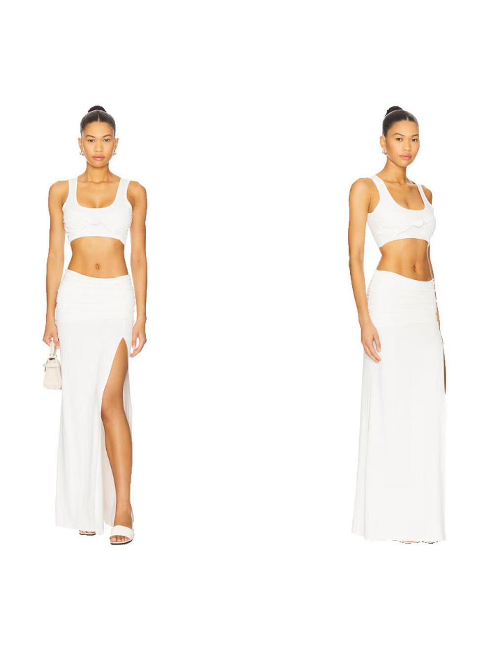 superdown Leni Maxi Skirt Set white cropped top size XS NWT